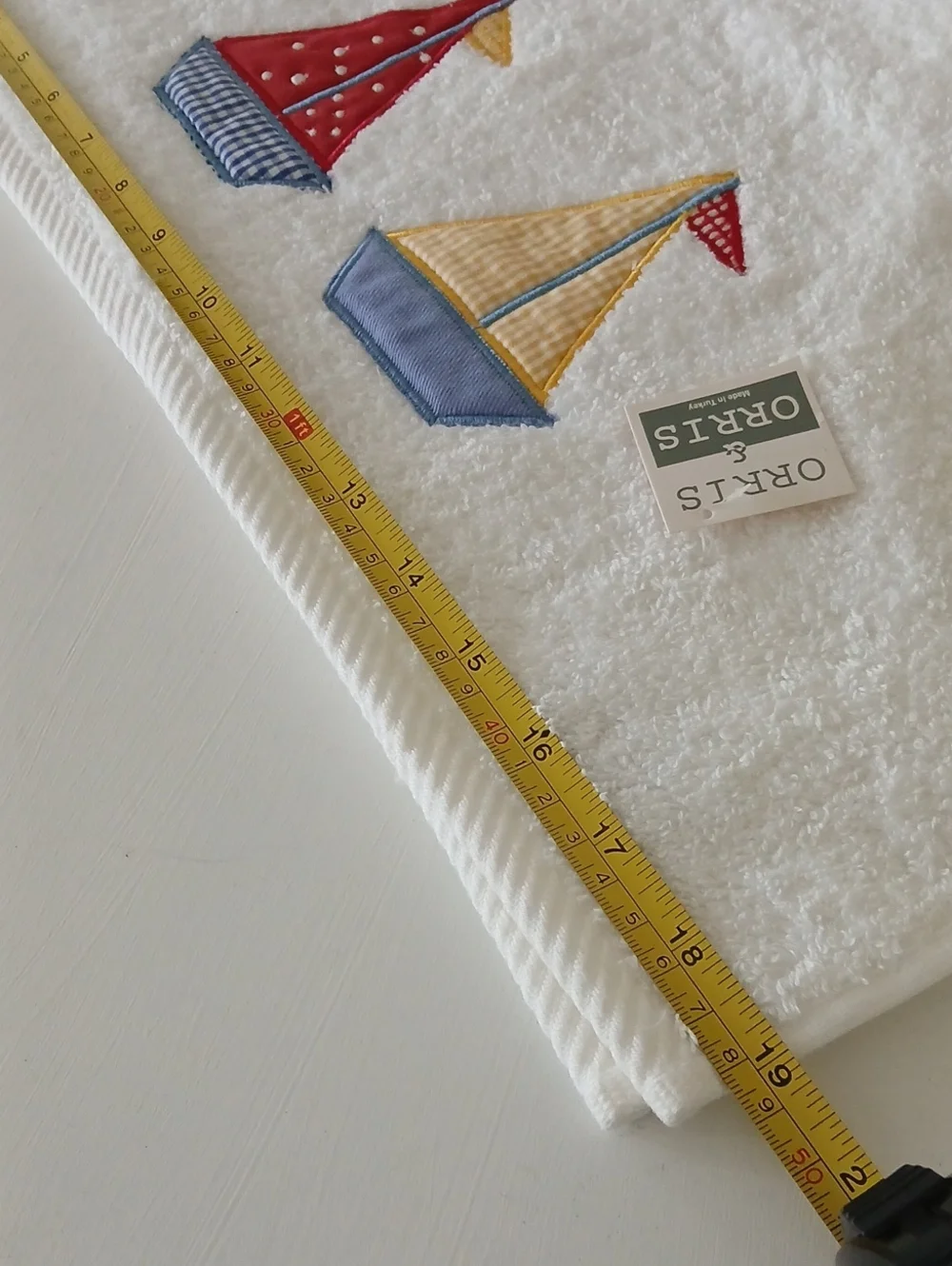 White Red Blue Yellow Gingham Sailboats Terrycloth Hand Towels 19x30